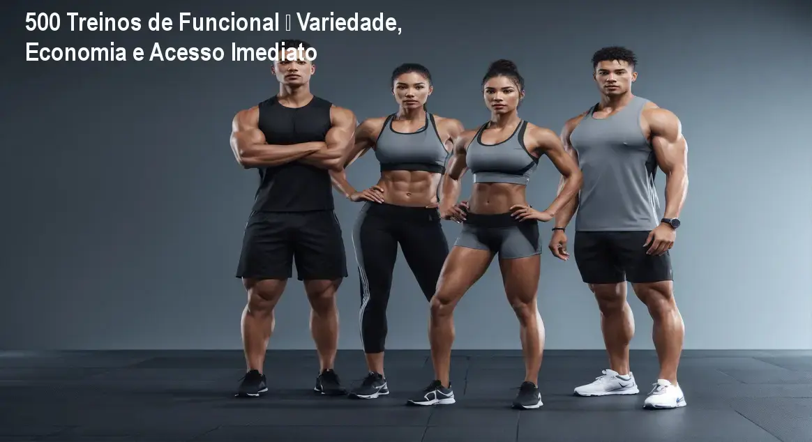 Tela do programa 500 Treinos de Funcional mostrando lista de vídeo aulas e planilha de exercícios para treino em casa