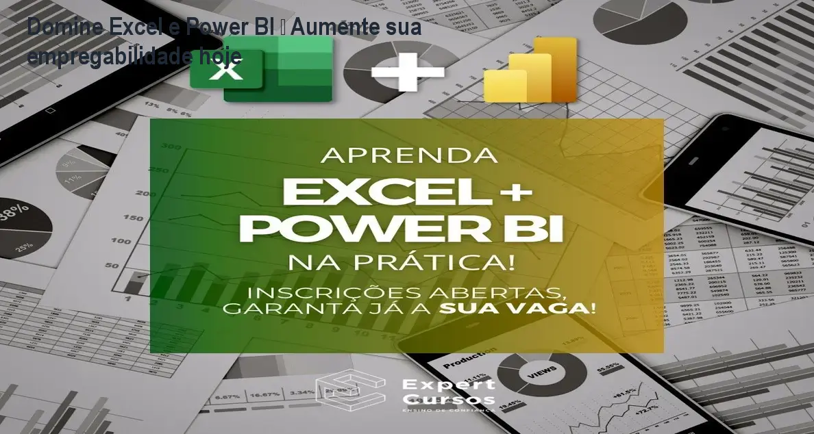 Imagem mostrando a tela do Power BI com dashboards criados no curso Domine Excel e Power BI, evidenciando a aplicação prática para melhorar a empregabilidade