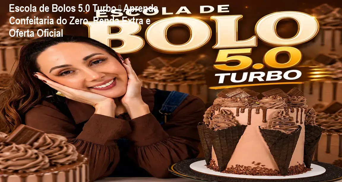 escola de bolos 5 0 turbo curso confeitaria renda Escola de Bolos 5.0 Turbo — Aprenda Confeitaria do Zero, Renda Extra e Oferta Oficial Imagem da Escola de Bolos 5.0 Turbo mostrando a aluna preparando um bolo decorado para vender em casa