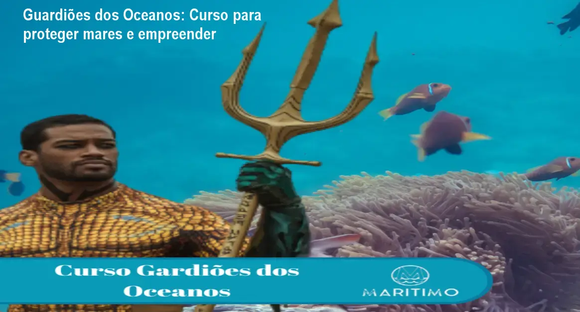 Aula online de Guardiões dos Oceanos mostrando mergulhador usando equipamento de monitoramento marinho