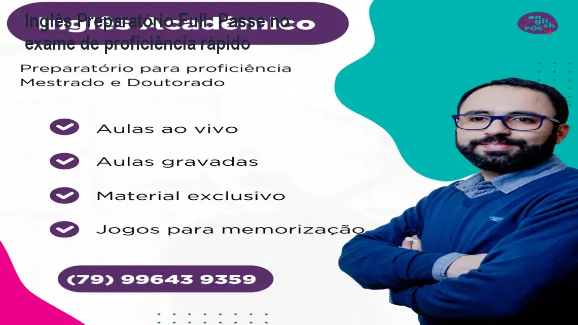 Imagem do curso Inglês Preparatório Full mostrando a metodologia de tradução de textos acadêmicos para aprovação rápida no exame de proficiência