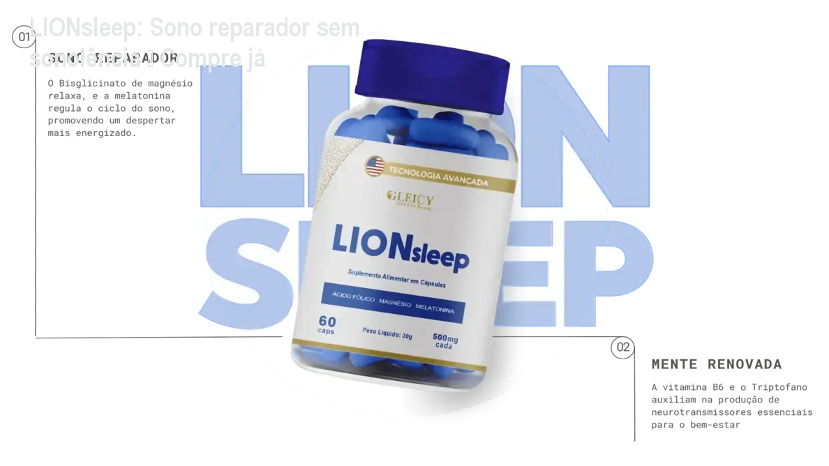 lionsleep capsula sono reparador beneficio real LIONsleep: Sono reparador sem sonolência – Compre já Cápsulas LIONsleep em uso à noite, promovendo relaxamento e sono profundo