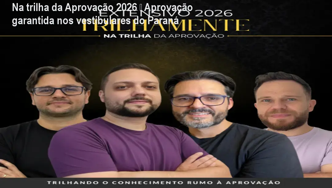 Imagem do curso Na trilha da Aprovação 2026 mostrando aulas ao vivo e bônus de correção de redação para vestibulandos do Paraná