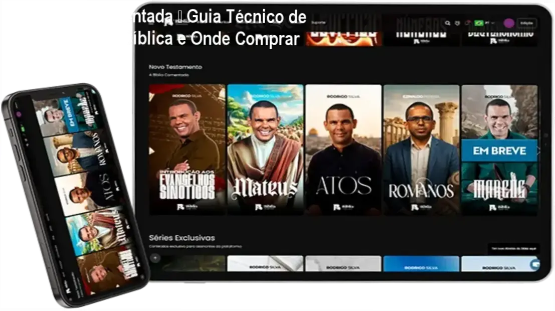 Capa da plataforma A Bíblia Comentada mostrando estudo arqueológico da Bíblia