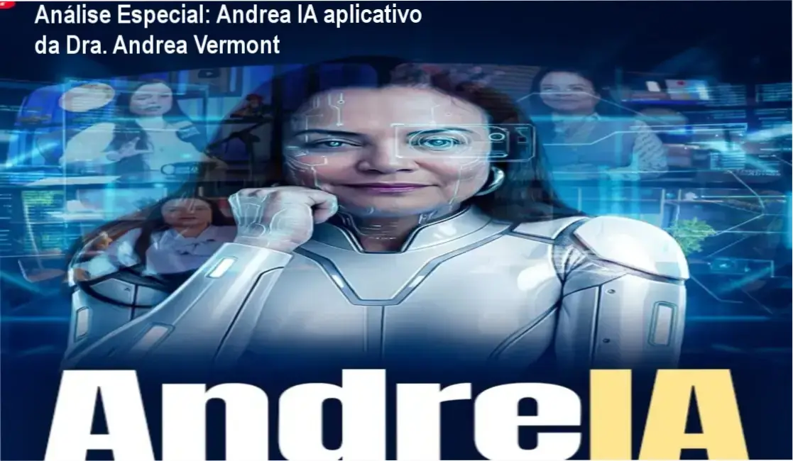 Capa informativa sobre o tema Andrea IA aplicativo da Dra. Andrea Vermont