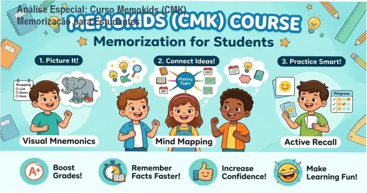 Capa informativa sobre o tema Curso Memokids (CMK) Memorização para Estudantes