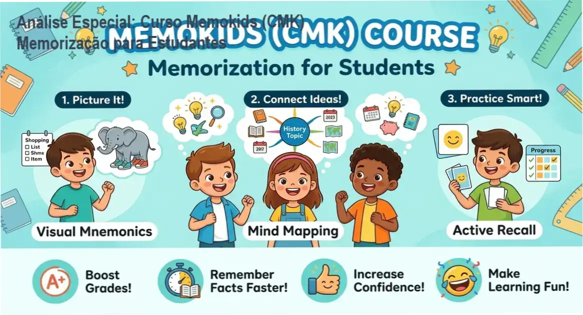 Capa informativa sobre o tema Curso Memokids (CMK) Memorização para Estudantes