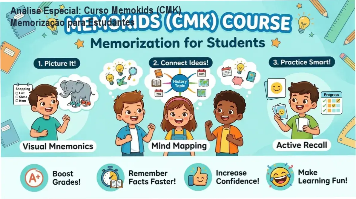 Capa informativa sobre o tema Curso Memokids (CMK) Memorização para Estudantes