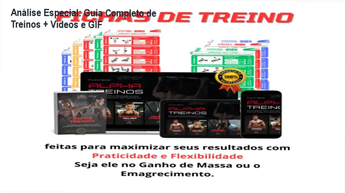 Capa informativa sobre o tema Guia Completo de Treinos + Vídeos e GIF