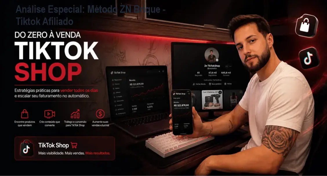 Capa informativa sobre o tema Método ZN Brique - Tiktok Afiliado