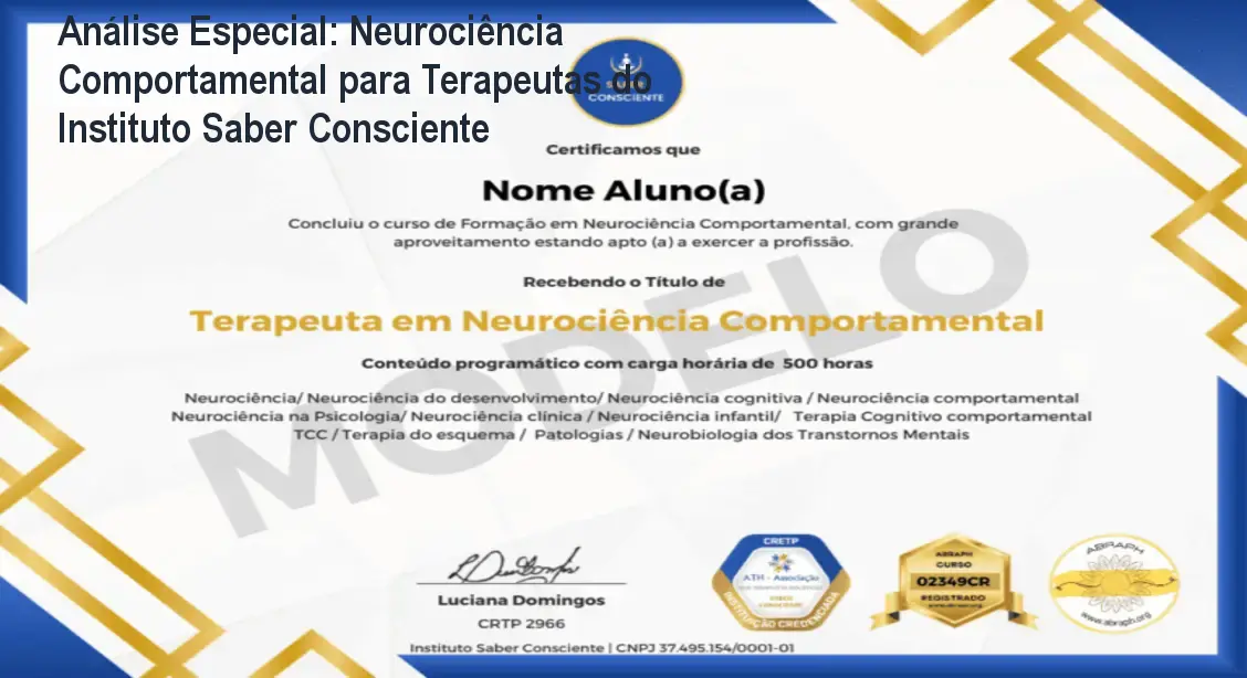 Capa informativa sobre o tema Neurociência Comportamental para Terapeutas do Instituto Saber Consciente