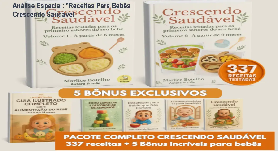 Capa informativa sobre o tema "Receitas Para Bebês Crescendo Saudável