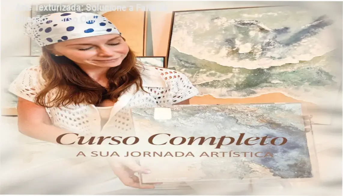 Imagem promocional do curso Arte Texturizada mostrando técnicas de texturização e bem‑estar criativo