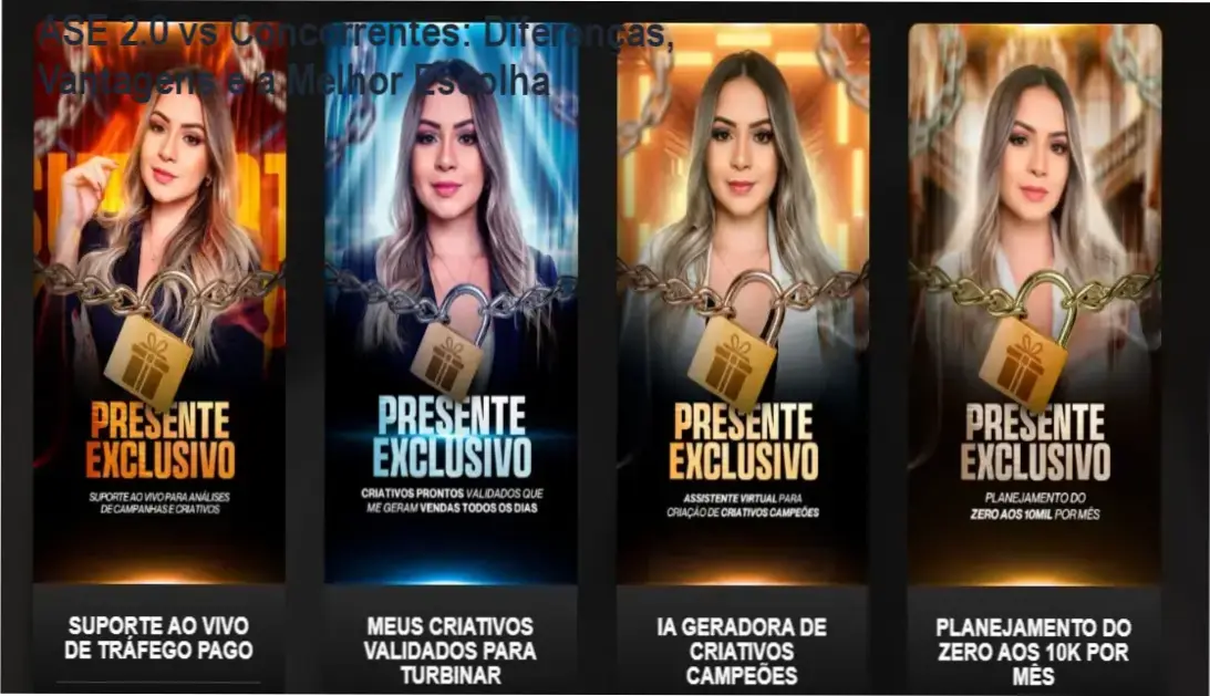 Comparativo visual entre ASE 2.0 e cursos de afiliados concorrentes