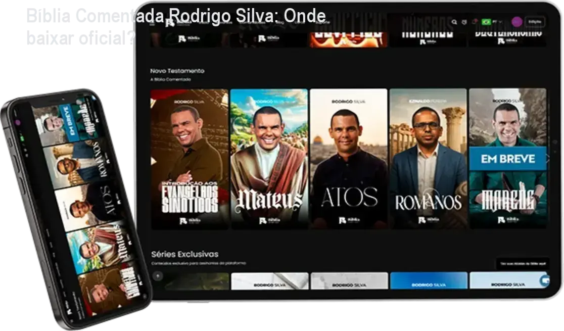Tela do app Bíblia Comentada de Rodrigo Silva mostrando recursos de IA para estudo