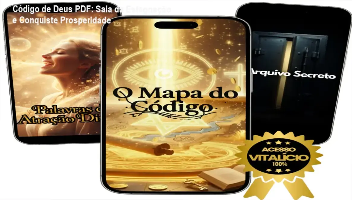 Capa do Curso Código de Deus PDF mostrando mapa de reprogramação mental para prosperidade