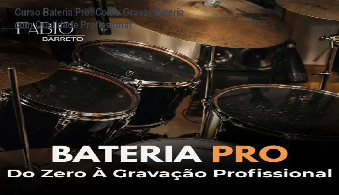 Fabio Barreto ensinando técnicas de microfonação e gravação profissional de bateria no curso Bateria Pro