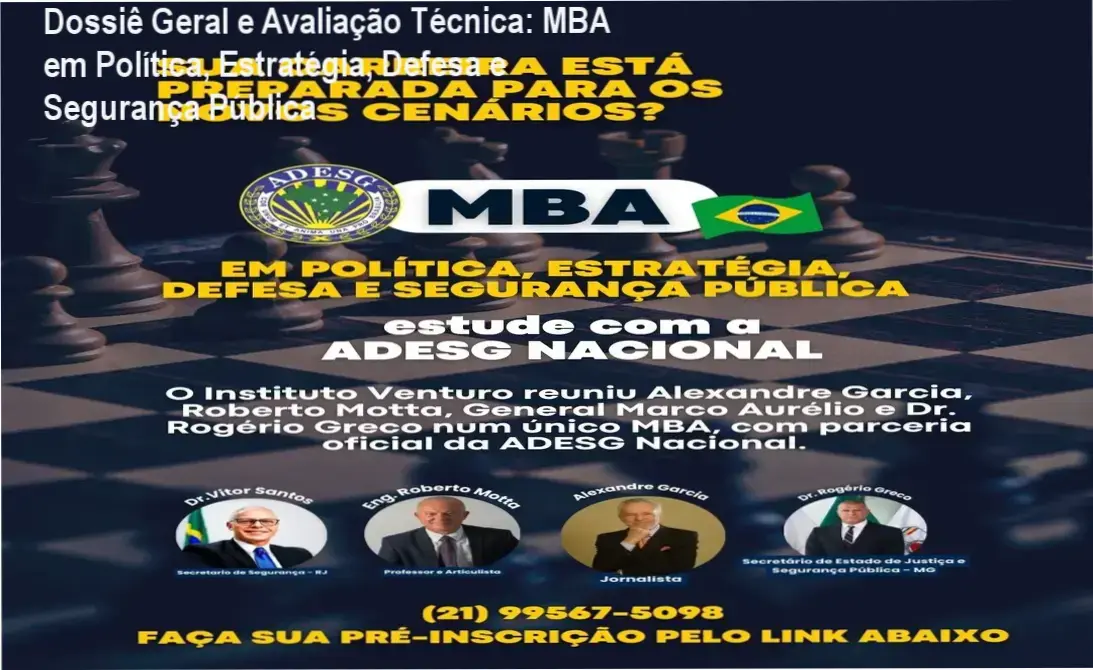 Gráfico de desempenho técnico do ecossistema MBA em Política, Estratégia, Defesa e Segurança Pública