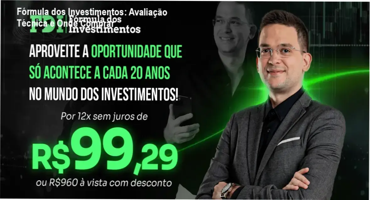 Capa do curso Fórmula dos Investimentos mostrando oferta e cupom de desconto