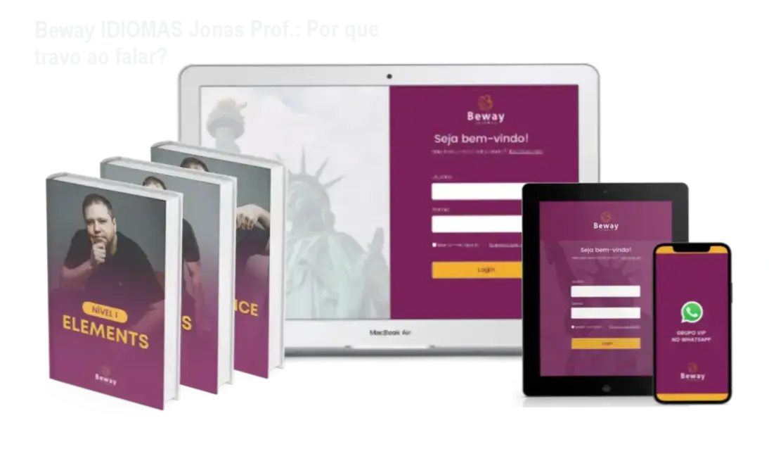 Jonas, professor e advogado, apresentando o curso Beway 2.0 para melhorar a fluência em inglês