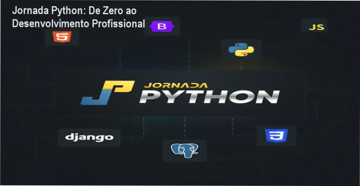 Tela do curso Jornada Python mostrando módulos de Python, Django e APIs para iniciantes