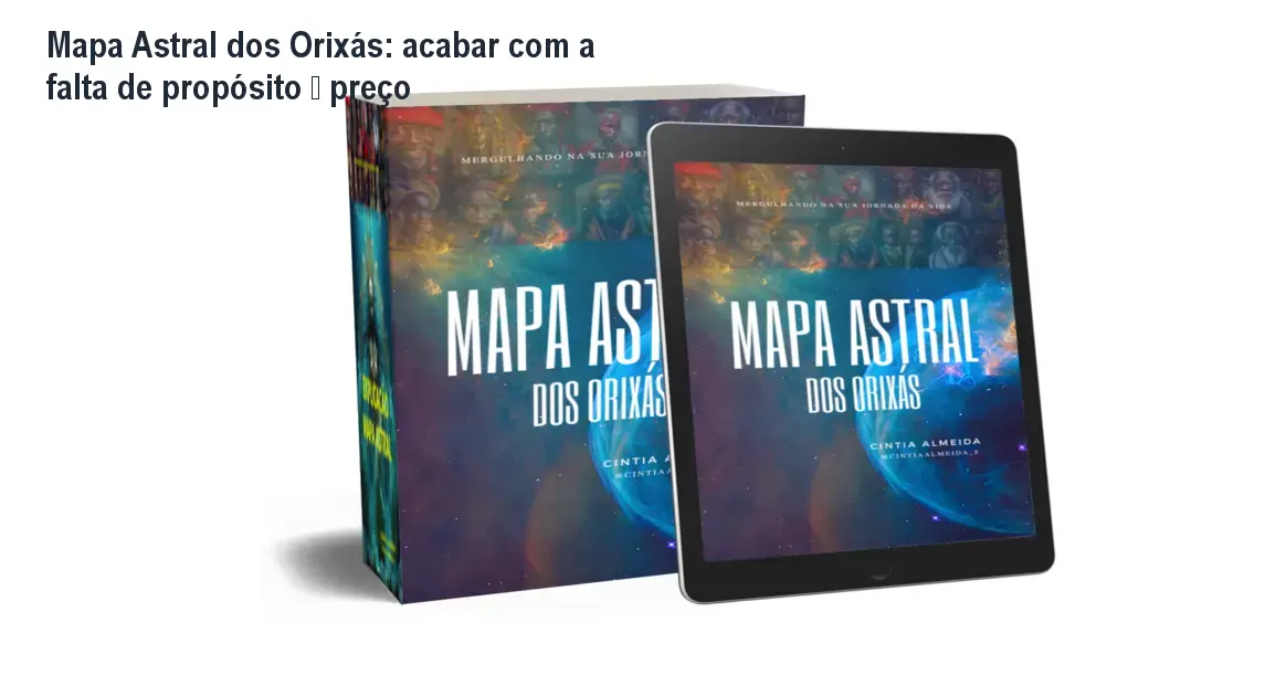 Diagrama do Mapa Astral dos Orixás com símbolos, cores e elementos que representam cada Orixá