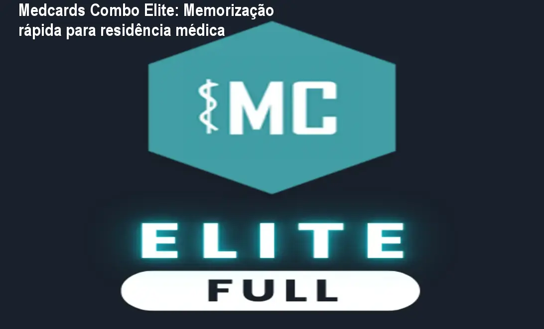 Tela da plataforma Medcards Combo Elite exibindo flashcards e métricas de progresso para estudantes de medicina