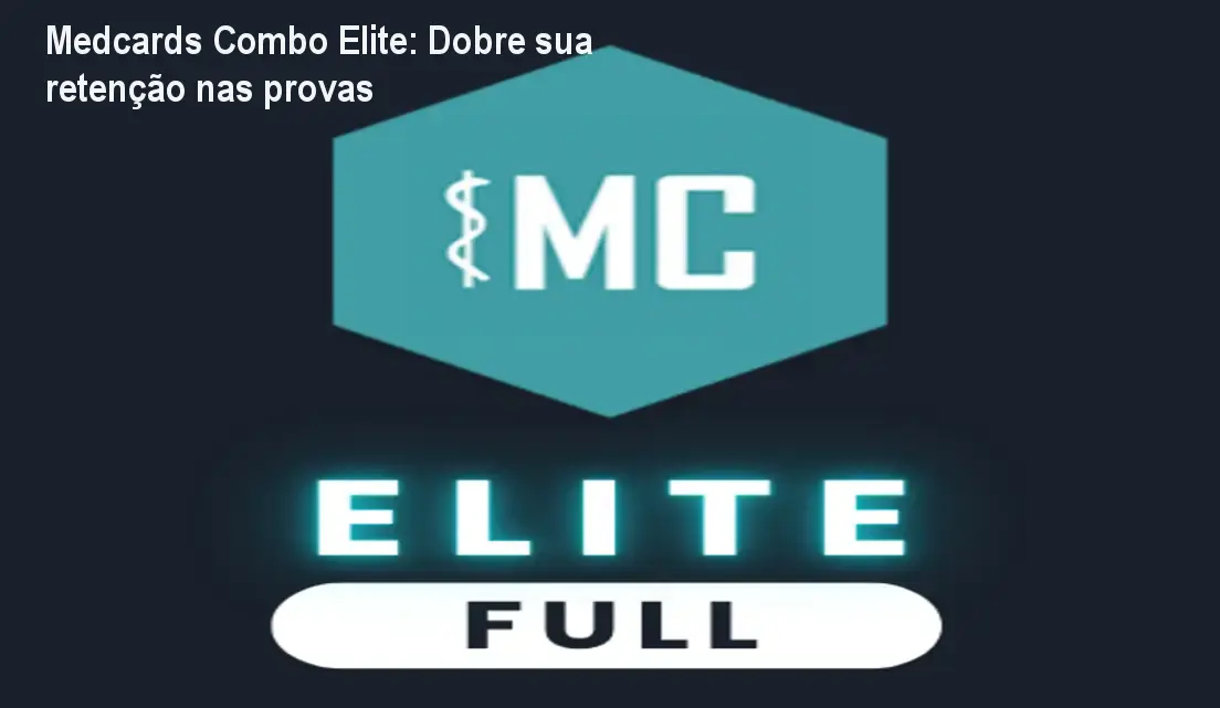 Tela da plataforma Medcards Combo Elite mostrando flashcards e métricas de progresso