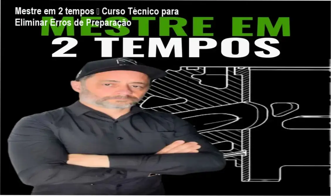 Imagem do curso Mestre em 2 tempos mostrando diagramas de motores e certificado de conclusão
