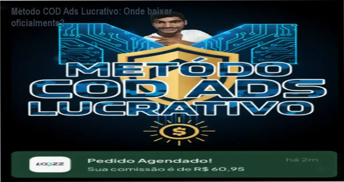 Captura de tela mostrando a página oficial de download do Método COD Ads Lucrativo