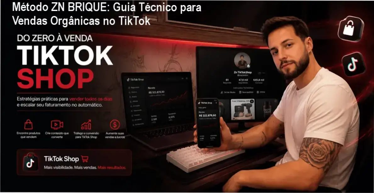 Imagem demonstrando a estratégia do Método ZN BRIQUE para gerar vendas no TikTok sem anúncios