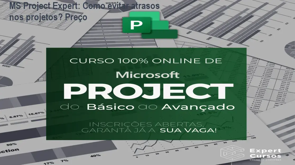 Tela do curso MS Project Expert mostrando super aulas de superalocação e comparação de projetos