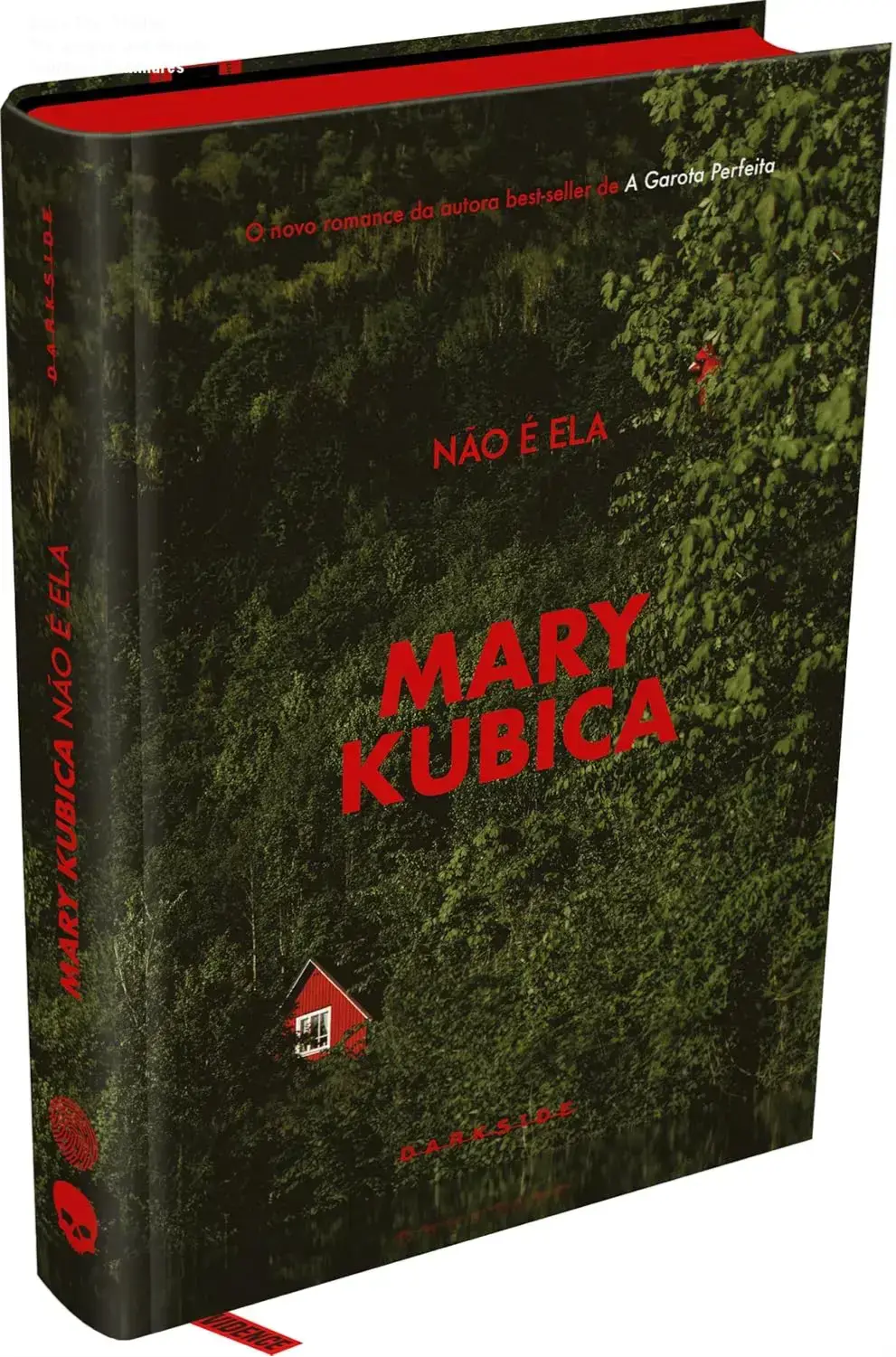 Capa dura do livro 'Não é Ela' de Mary Kubica, thriller psicológico ambientado em resort de Wisconsin