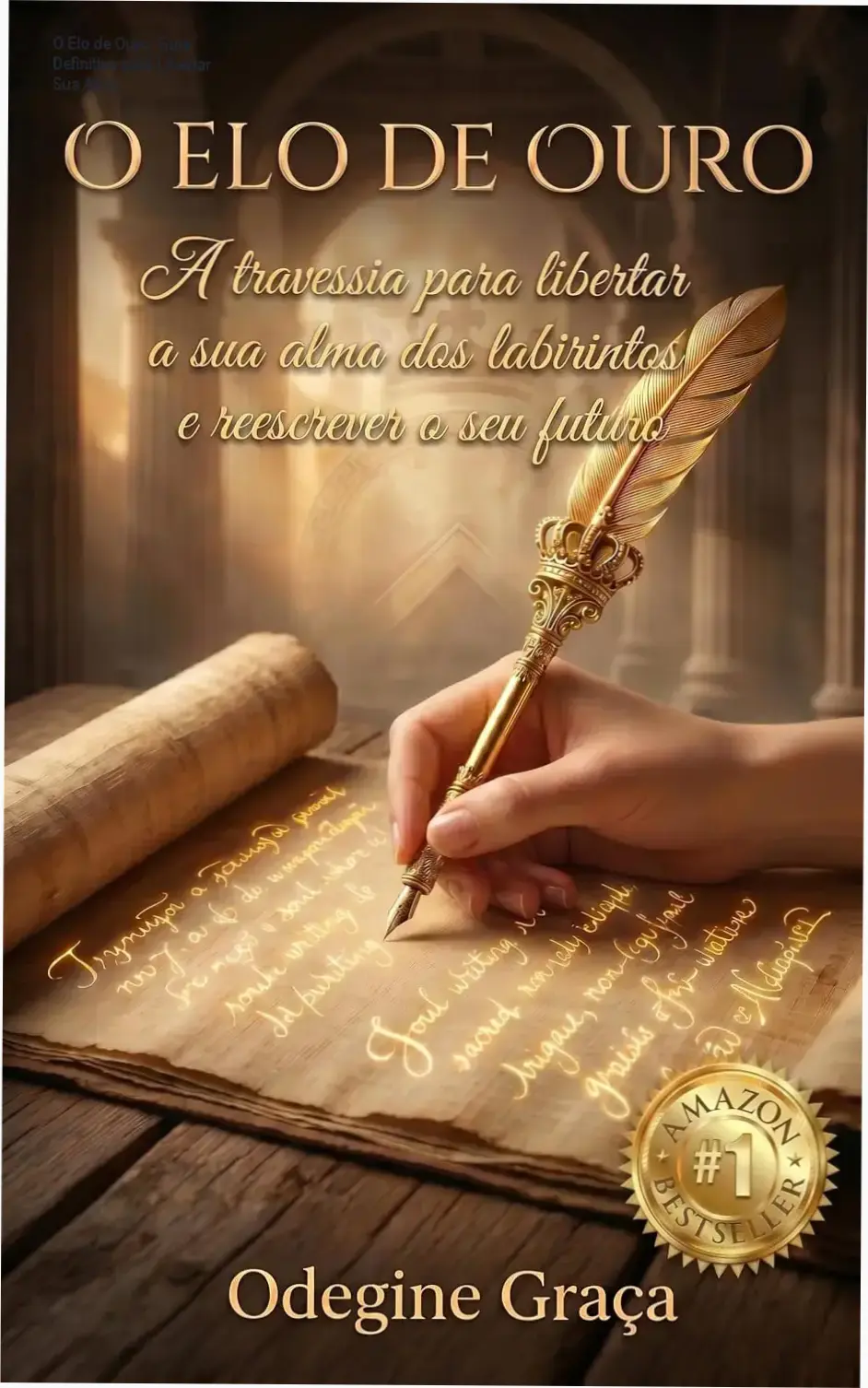 Capa do eBook O Elo de Ouro mostrando uma mulher libertando-se de correntes simbólicas dos labirintos da mente