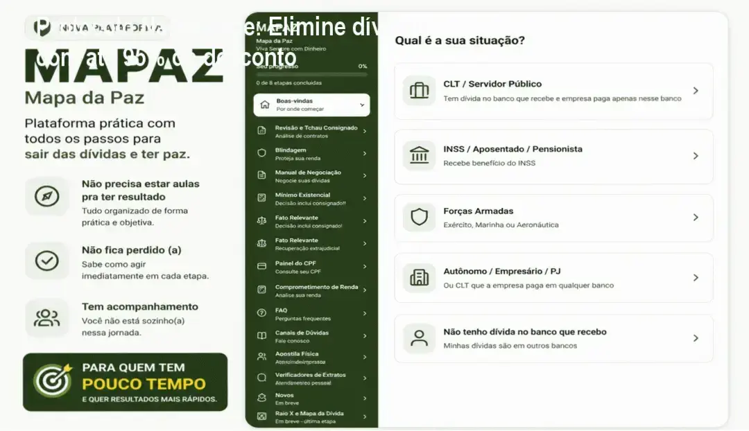 Tela do curso Protocolo Nadia Pace mostrando estratégia de negociação de dívidas