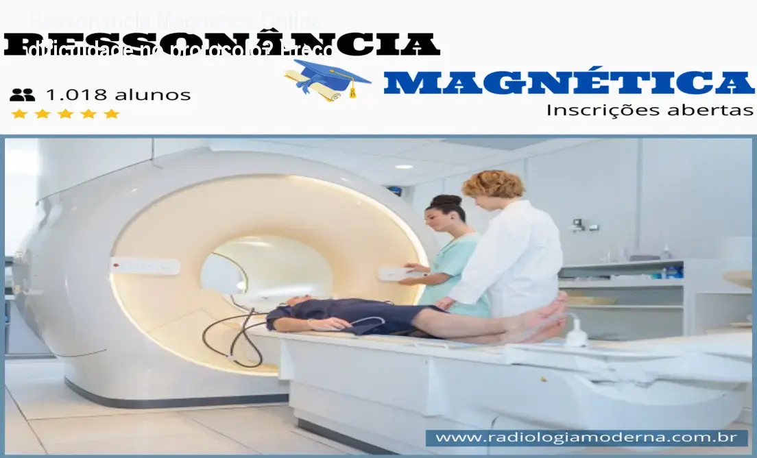 Imagem ilustrativa do curso Ressonância Magnética Online mostrando posicionamento de pacientes em um scanner