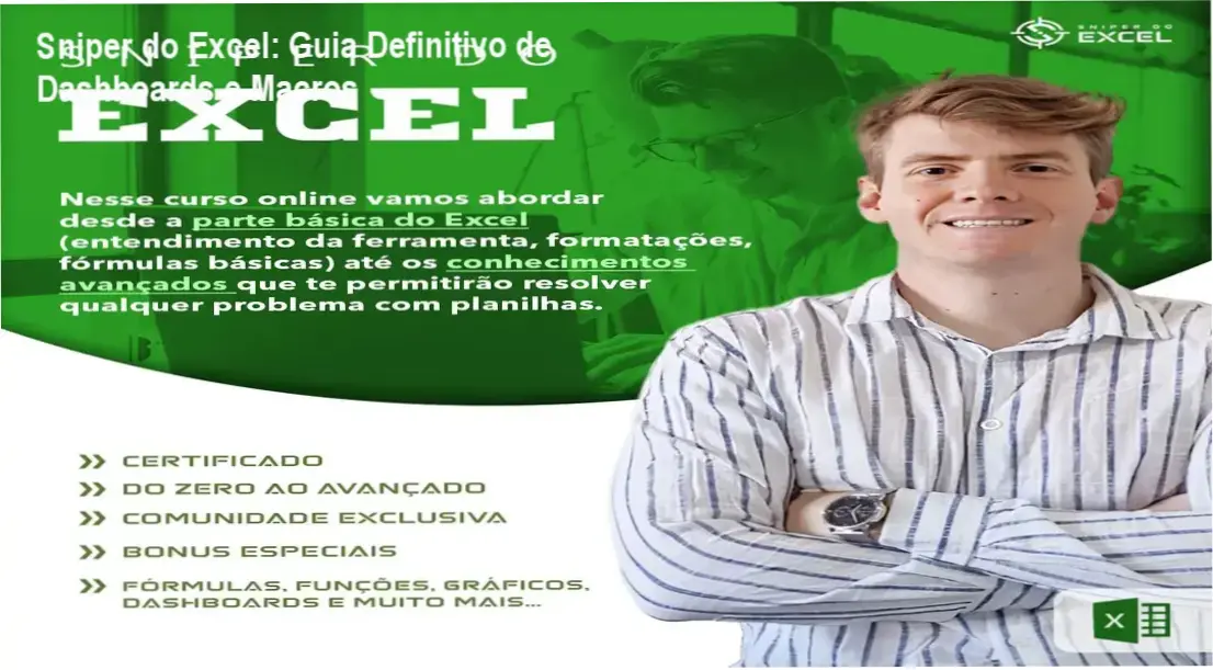 Capa do eBook Sniper do Excel mostrando dashboards e macros avançados