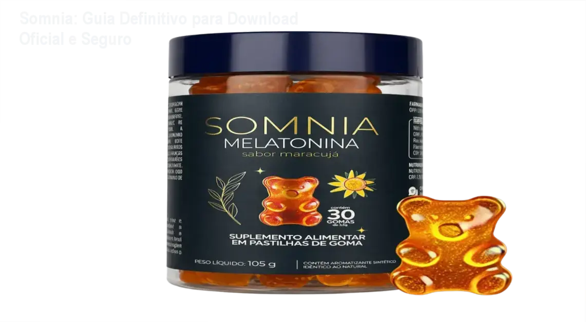 Imagem ilustrando o download oficial do suplemento Somnia em formato de goma