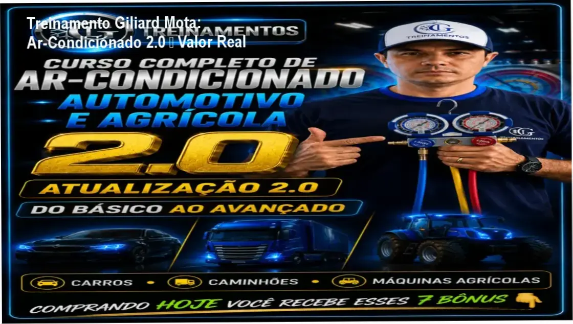 Tela do curso online de ar‑condicionado automotivo e agrícola de Giliard Mota