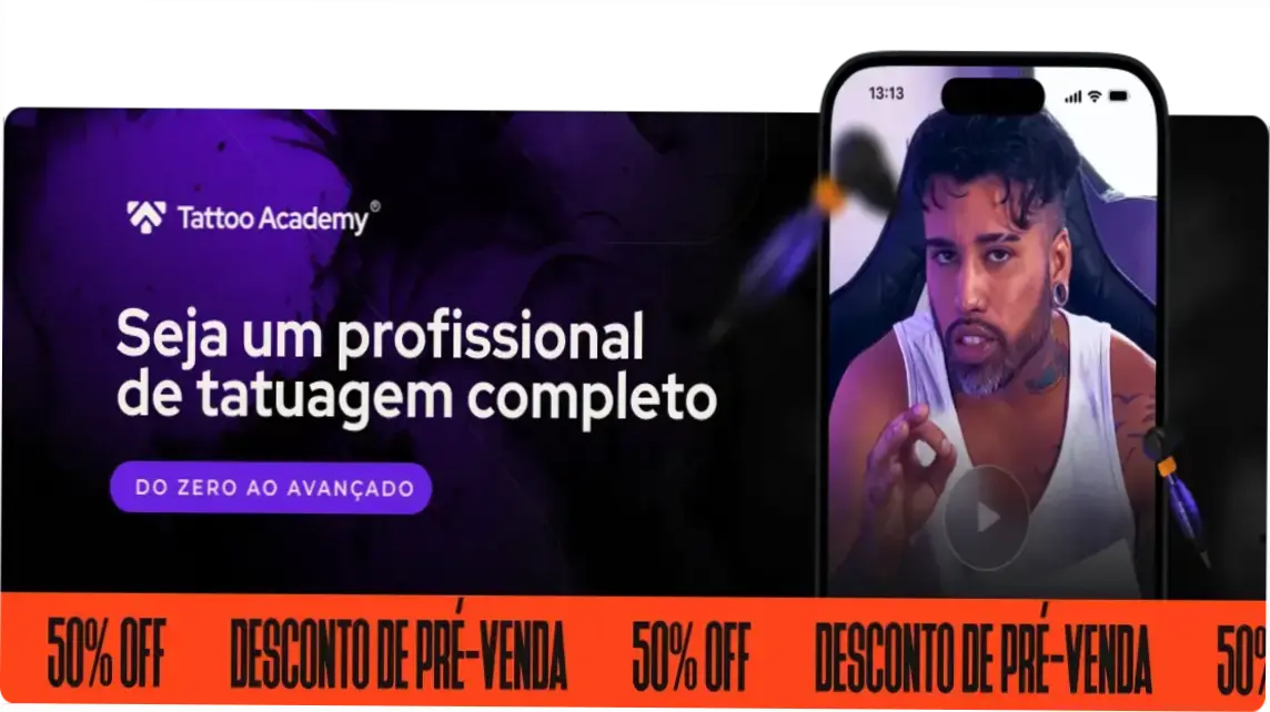 Imagem mostrando o passo a passo de aplicação de técnicas do Tattoo Academy na prática