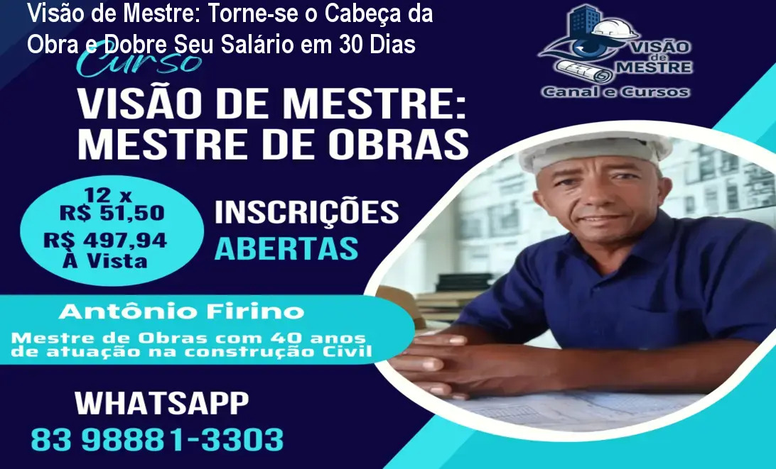 Profissional de construção estudando o curso Visão de Mestre no tablet, aplicando a leitura de projetos no canteiro
