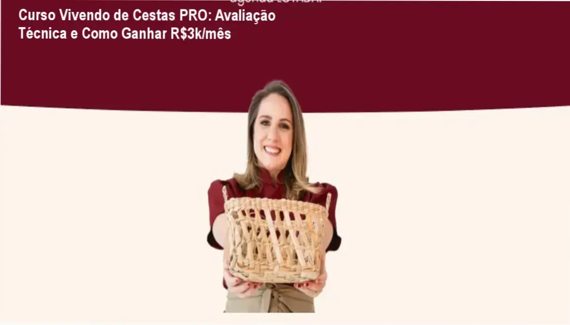 Imagem promocional do Curso Vivendo de Cestas PRO com destaque para renda extra e bônus de fornecedores
