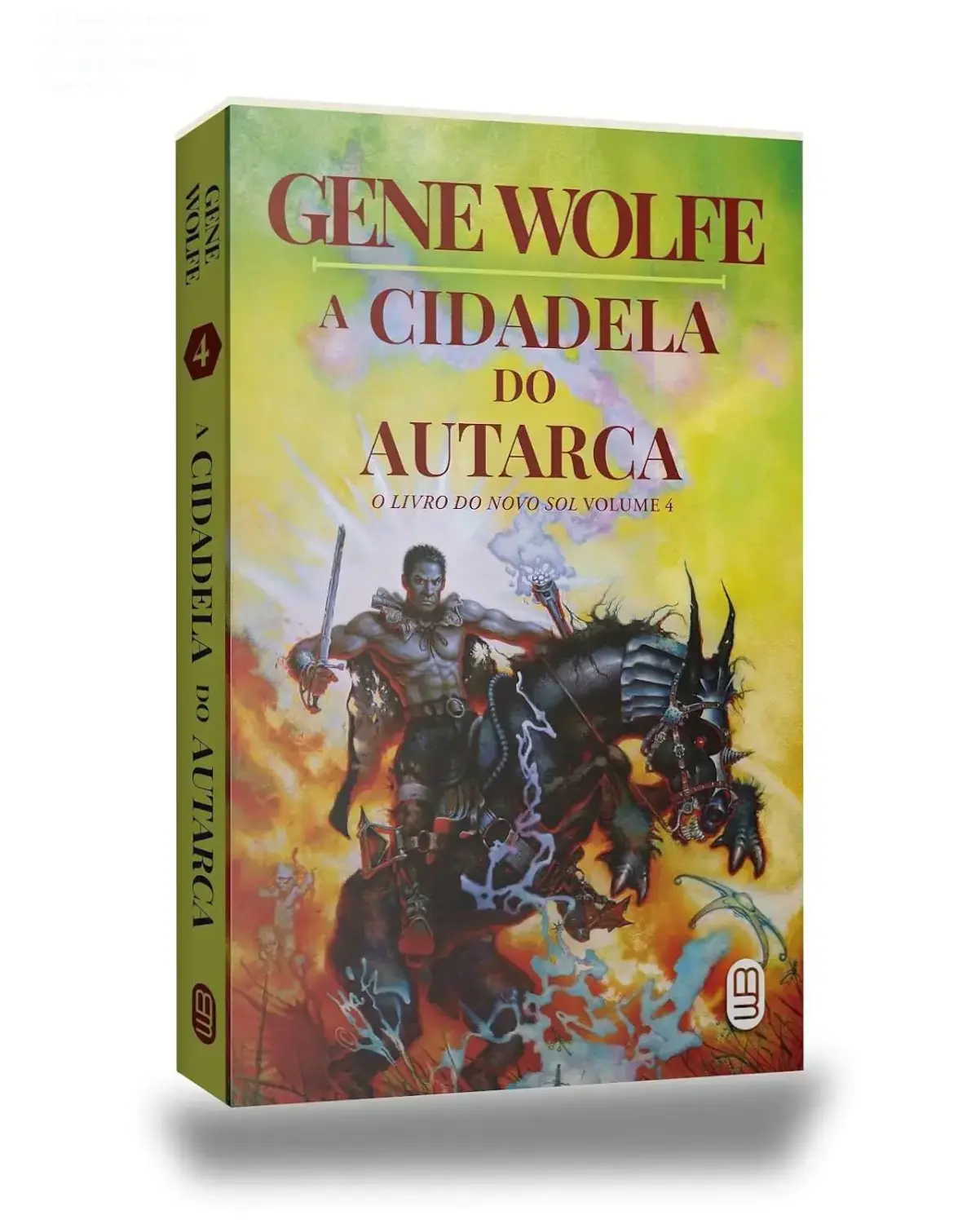 Capa do livro 'A Cidadela do Autarca' por Gene Wolfe, mostrando um design futurista com elementos de guerra e mistério