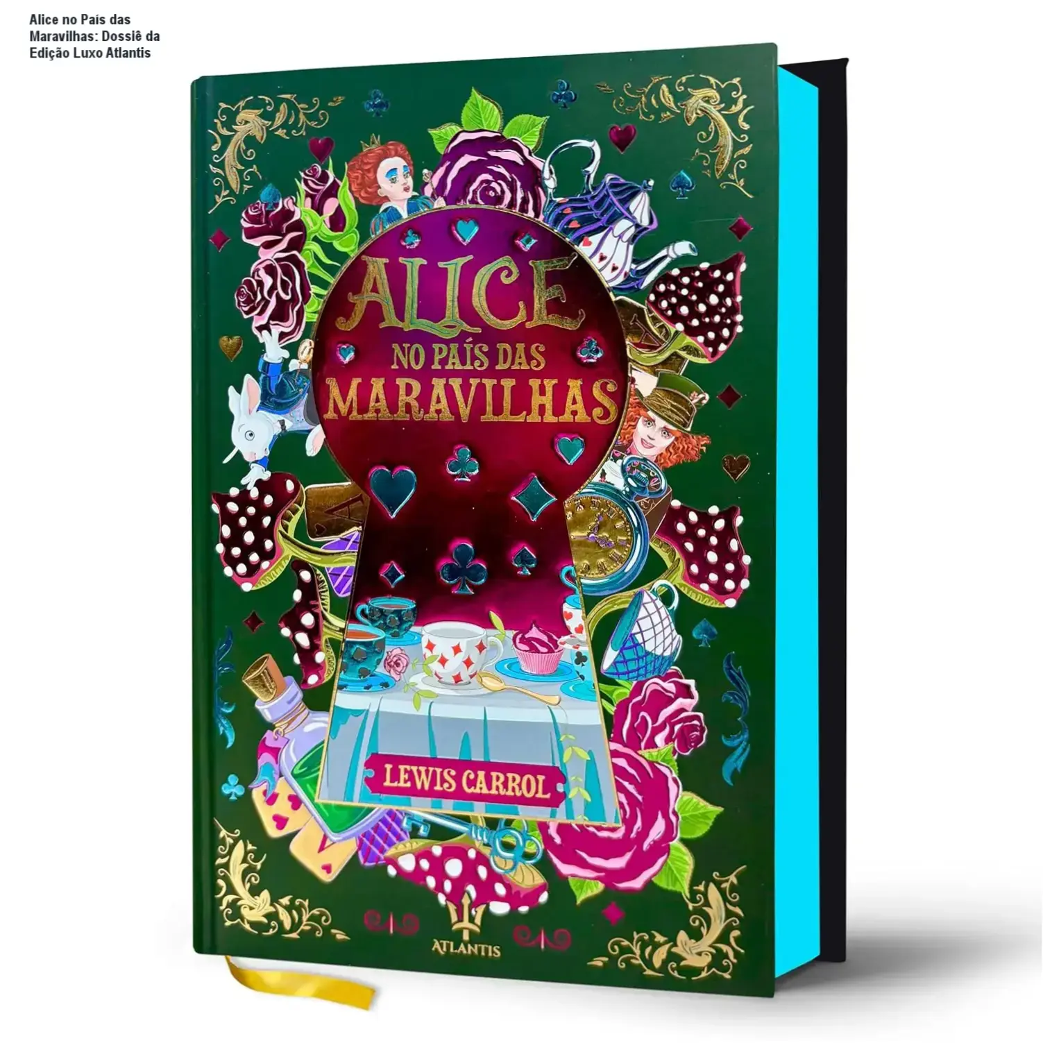 Livro Alice no País das Maravilhas edição de luxo com capa dura e acabamento sofisticado