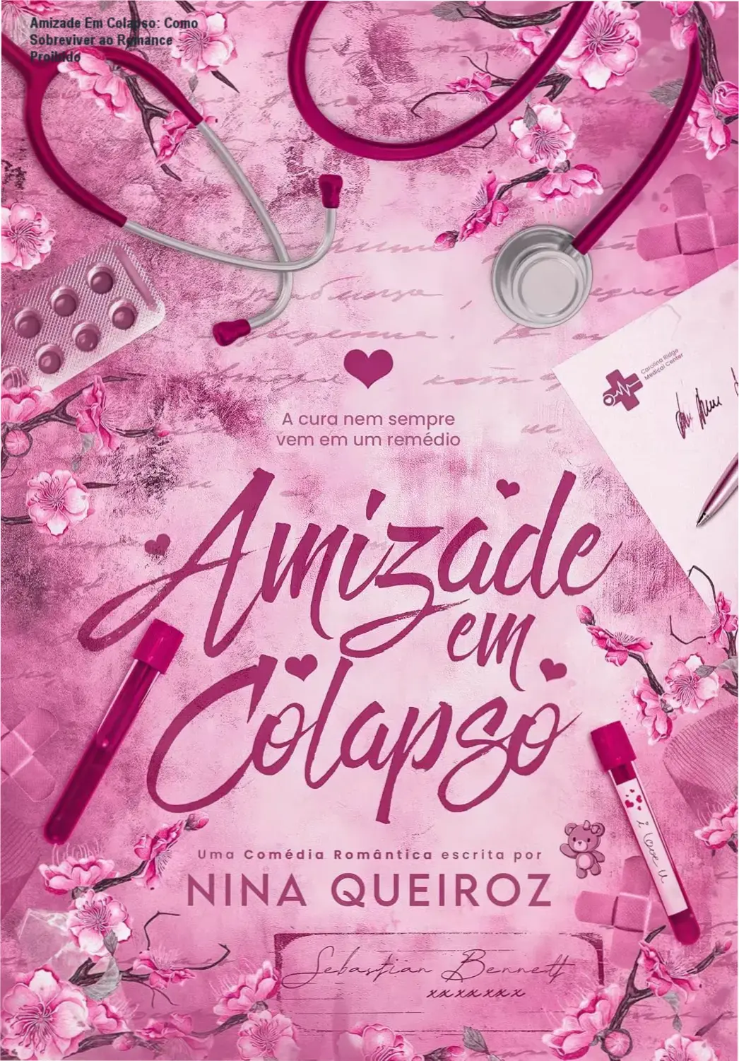 Capa do livro Amizade Em Colapso de Nina Queiroz ilustrando romance médico