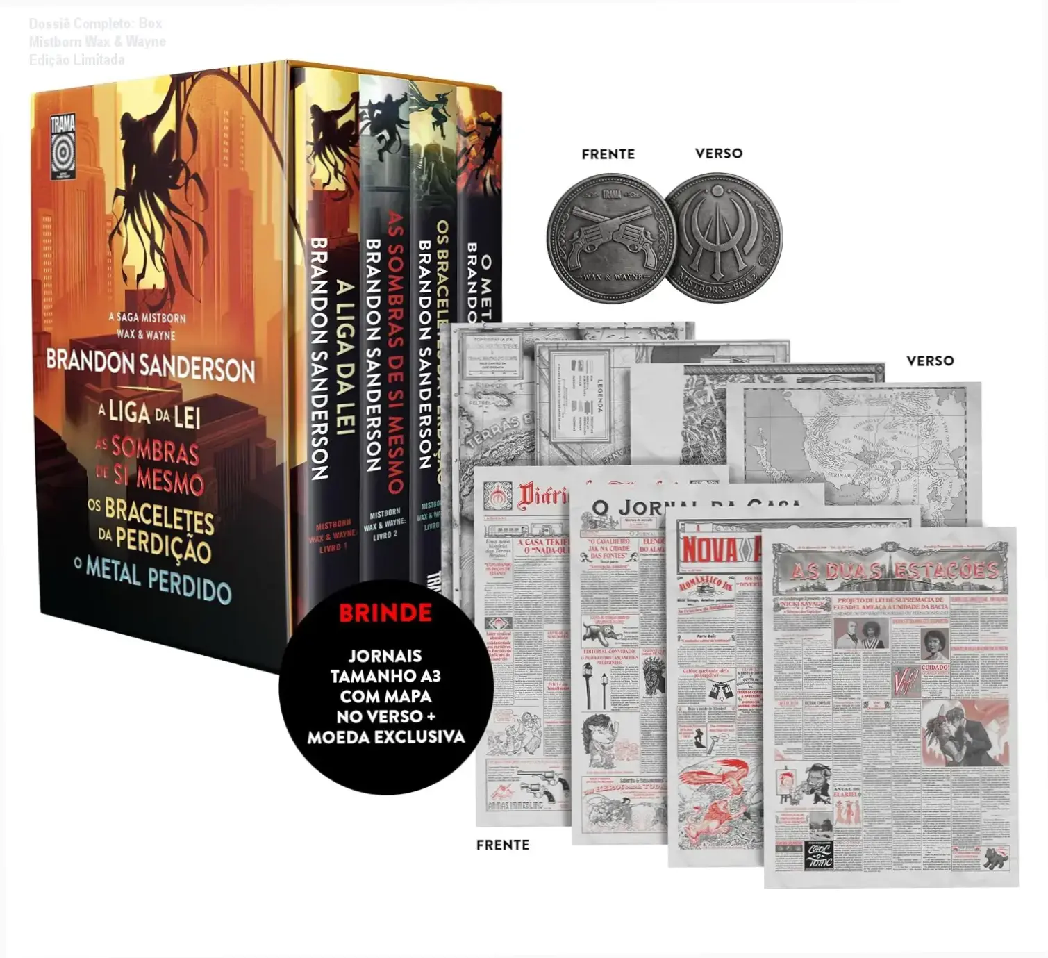 Box Mistborn Wax & Wayne Edição Limitada de Brandon Sanderson com brindes exclusivos