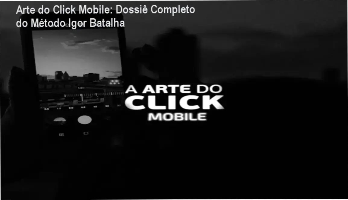 Interface de curso de fotografia mobile mostrando técnicas de modo manual no smartphone