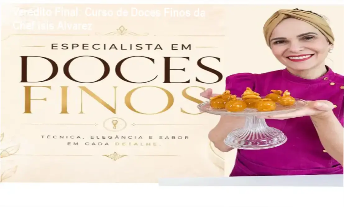 Chef Isis Alvarez apresentando técnicas de confeitaria de doces finos para alta lucratividade