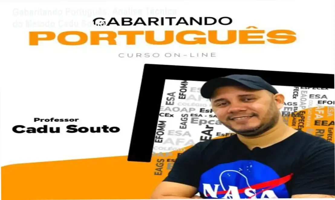 Interface do curso Gabaritando Português do Professor Cadu Souto focado em aprovação em concursos