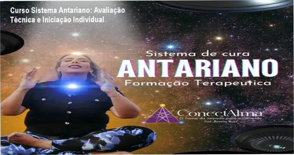 Jamila Ruiz apresentando o Sistema Antariano de Cura Multidimensional com símbolos e chaves de acesso energéticas